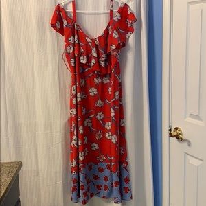 Red off the shoulder dress